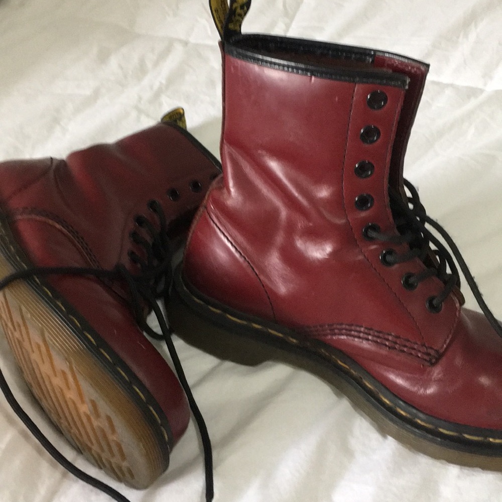 Dr. Martens Red 1460 Combat Boots - Picture 4 of 5